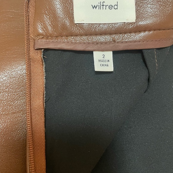 Aritzia Wilfred Patio Mini Skirt Brown Vegan Leather - Picture 4 of 4
